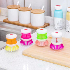 Random Color Kitchen Wash Pot Dish Brush Washing Utensils With Washing Up Liquid Soap Dispenser Household Cleaning Accessories