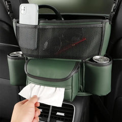 Leather Front Seat Middle Storage Bag and Tissue Organizer