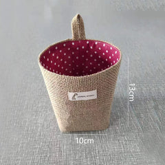 Cotton Linen Storage Basket Hanging Pocket Jute Bag